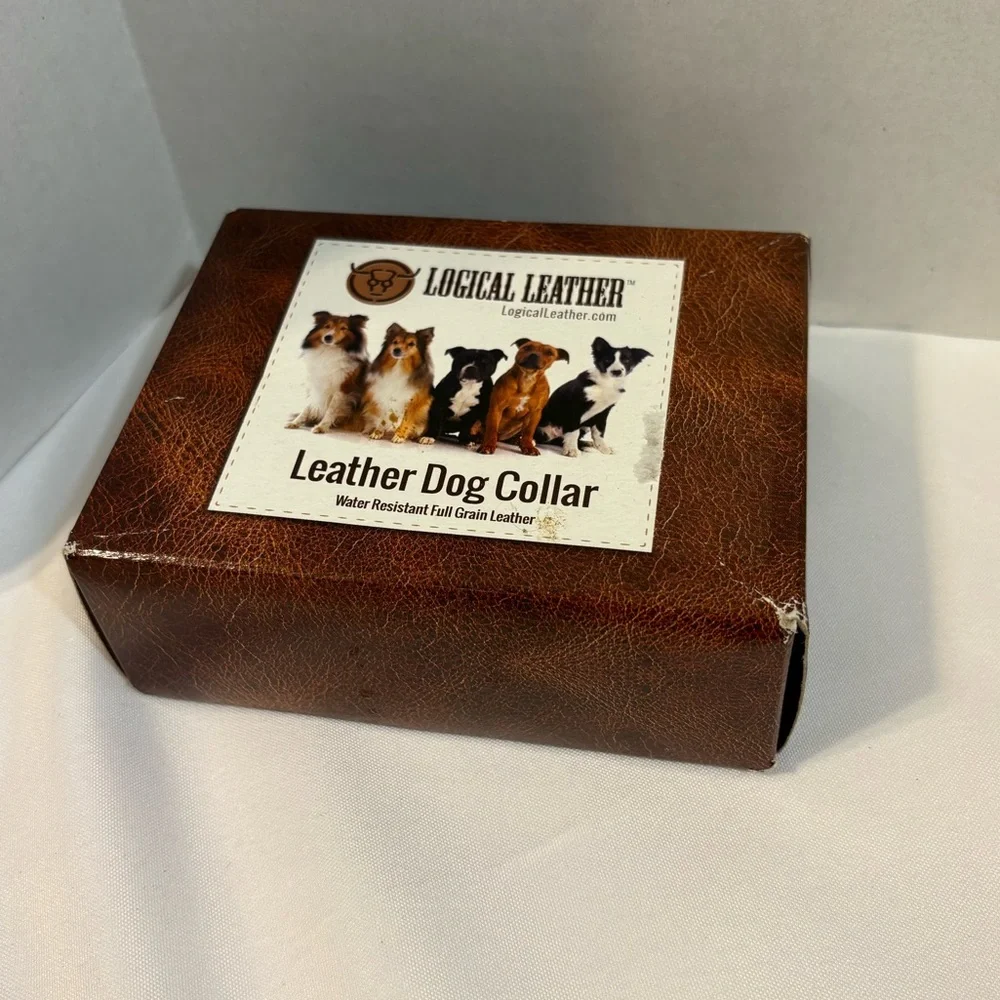 Logical‎ Leather Brown full grain Leather Dog Collar Water Resistant small